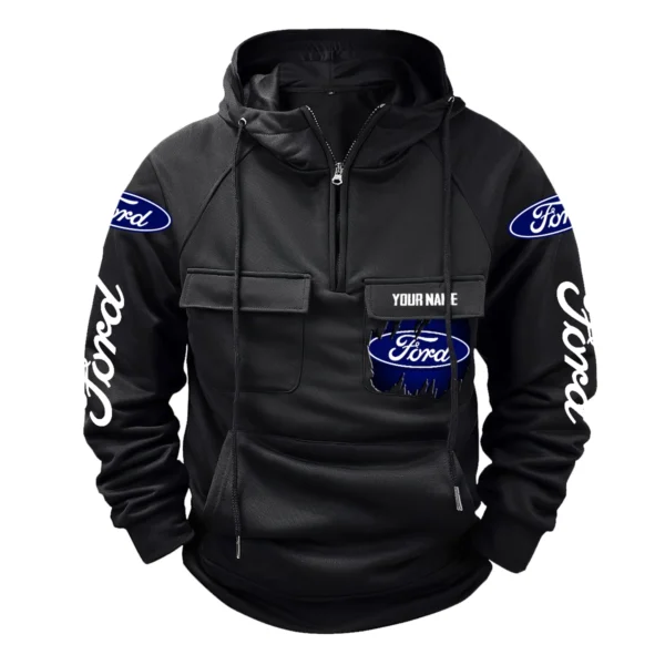Ford Trucks Gift For Truckers Exclusive Logo Tactical Quarter Zip Hoodie BLT3225FT - Black - Image 2