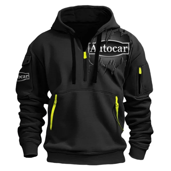 Autocar Trucks Gift For Truckers Exclusive Logo Fashion Hoodie Half Zipper BLT5225ATC - Black - Image 2