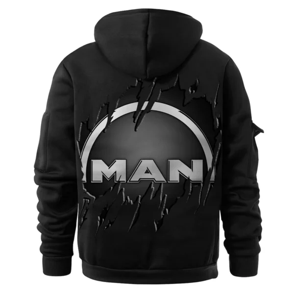 MAN Truck Gift For Truckers Exclusive Logo Fashion Hoodie Half Zipper BLT5325A1MAN - Black - Image 3
