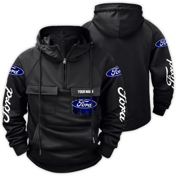 Ford Trucks Gift For Truckers Exclusive Logo Tactical Quarter Zip Hoodie BLT3225FT - Black