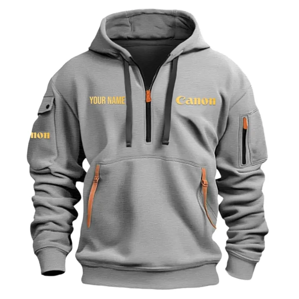 Canon Photography Custom Name Gift For Photographers Fashion Hoodie Half Zipper BLPT1411240A1CNHHZ - Gray