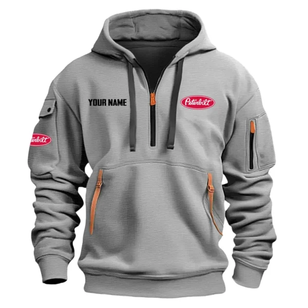 Peterbilt Gift For Trucker Exclusive Logo Fashion Hoodie Half Zipper BLT18125PTB - Gray