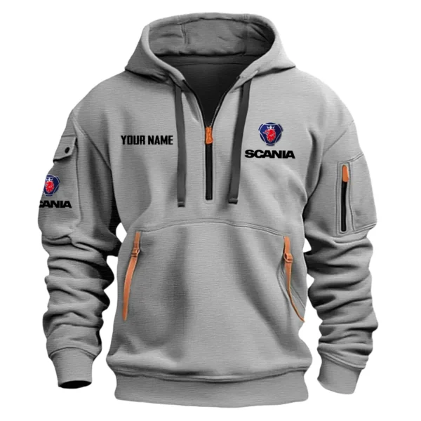 Scania Gift For Trucker Exclusive Logo Fashion Hoodie Half Zipper BLT18125SCA - Gray