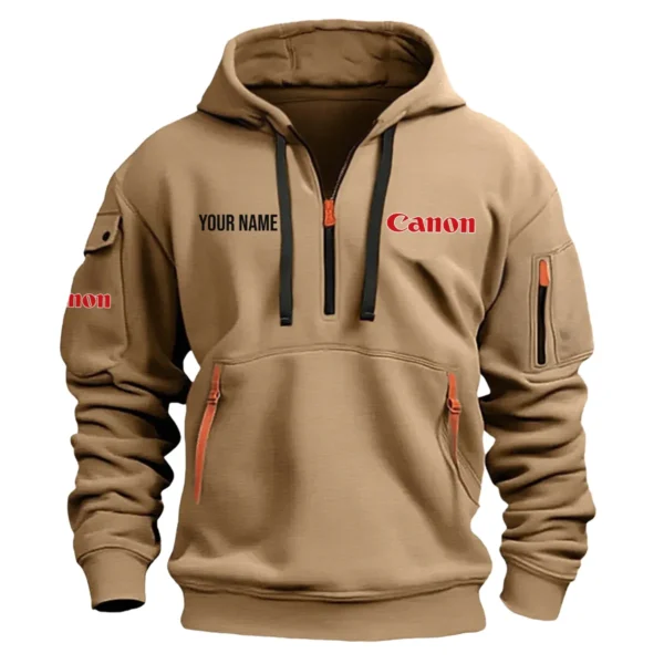 Canon Photography Custom Name Gift For Photographers Fashion Hoodie Half Zipper BLPT1411240A2CN1HHZ - Khaki
