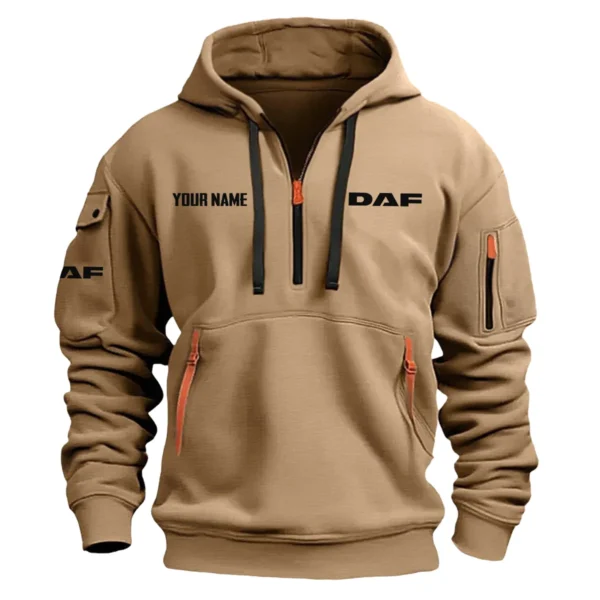 DAF Trucks Gift For Trucker Exclusive Logo Fashion Hoodie Half Zipper BLT18125DAF - Khaki