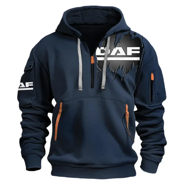 DAF Trucks Gift For Truckers Exclusive Logo Fashion Hoodie Half Zipper BLT5225DAF - Navy - Image 2