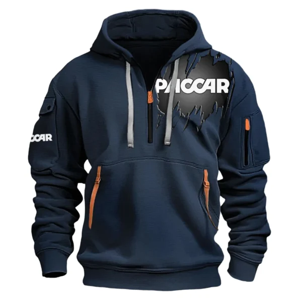 Paccar Gift For Truckers Exclusive Logo Fashion Hoodie Half Zipper BLT5225PAC - Navy - Image 2