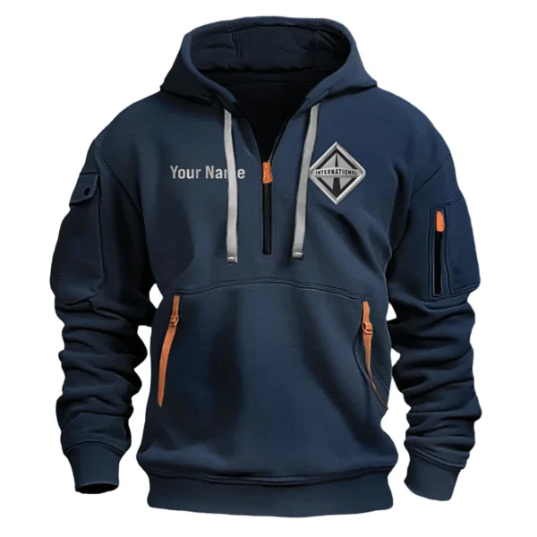 International Trucks Gift For Truckers Exclusive Logo Fashion Hoodie Half Zipper BLT5325A1IT - Navy - Image 2