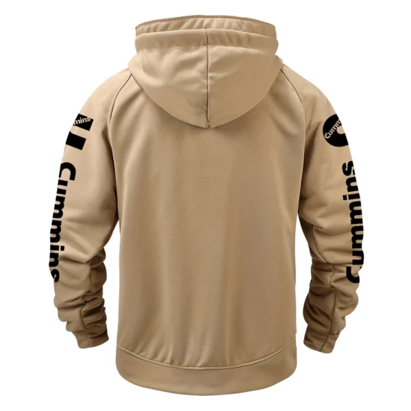 Cummins Gift For Truckers Exclusive Logo Tactical Quarter Zip Hoodie BLT3225CM - Khaki - Image 3