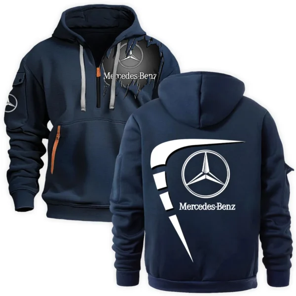 Mercedes-Benz Trucks Gift For Truckers Exclusive Logo Fashion Hoodie Half Zipper BLT5225MB - Navy