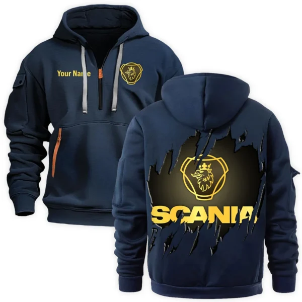 Scania Gift For Truckers Exclusive Logo Fashion Hoodie Half Zipper BLT5325A2SCA - Navy