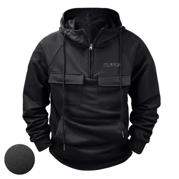 Fujifilm Photography Gift For Photographers Tactical Quarter Zip Hoodie BLPV99240AFJFQZH - Black - Image 2