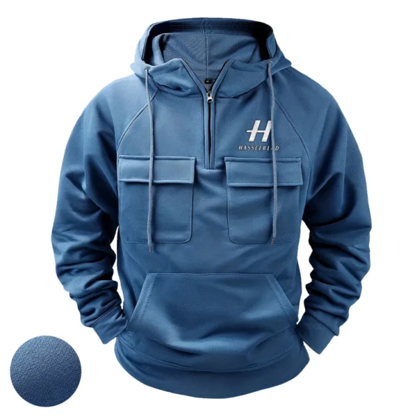 Hasselblad Photography Gift For Photographers Tactical Quarter Zip Hoodie BLPV99240AHSBQZH - Blue - Image 2