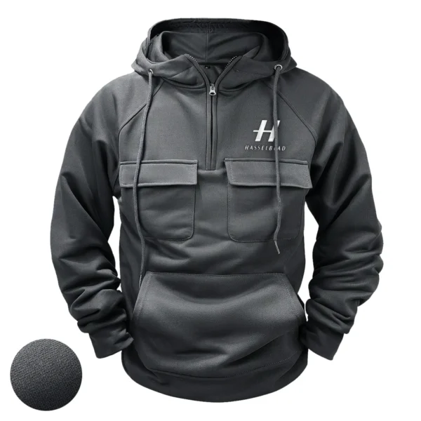 Hasselblad Photography Gift For Photographers Tactical Quarter Zip Hoodie BLPV99240AHSBQZH - Gray - Image 2