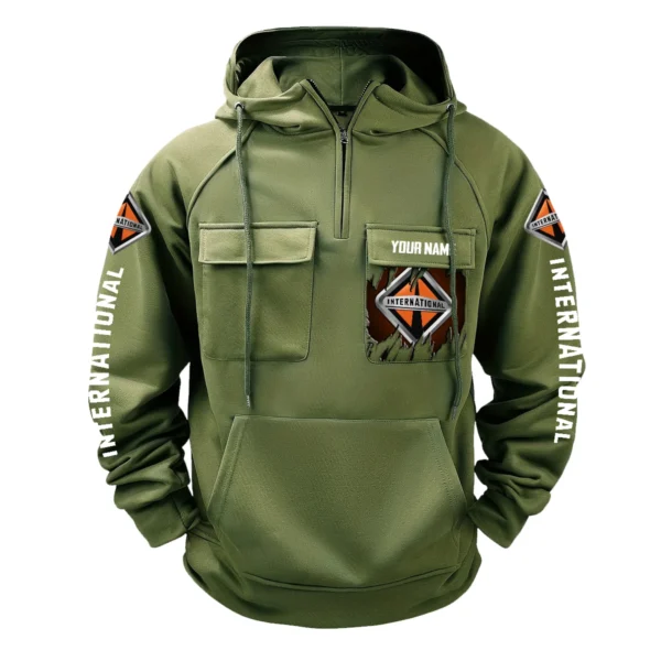 International Trucks Gift For Truckers Exclusive Logo Tactical Quarter Zip Hoodie BLT3225IT - ArmyGreen - Image 2