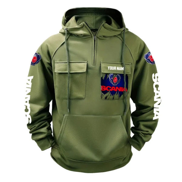 Scania Gift For Truckers Exclusive Logo Tactical Quarter Zip Hoodie BLT3225SCA - ArmyGreen - Image 2