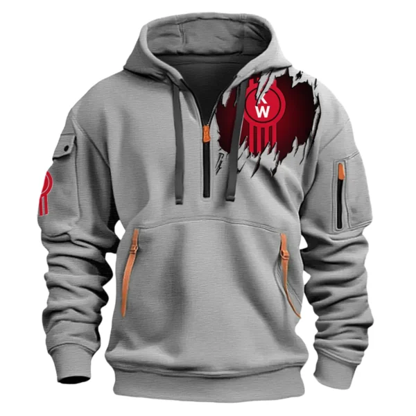 Kenworth Gift For Truckers Exclusive Logo Fashion Hoodie Half Zipper BLT5225KW - Gray - Image 2