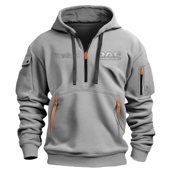 DAF Trucks Gift For Truckers Exclusive Logo Fashion Hoodie Half Zipper BLT5325A1DAF - Gray - Image 2