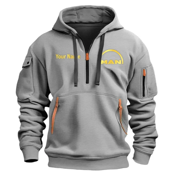 MAN Truck Gift For Truckers Exclusive Logo Fashion Hoodie Half Zipper BLT5325A2MAN - Gray - Image 2