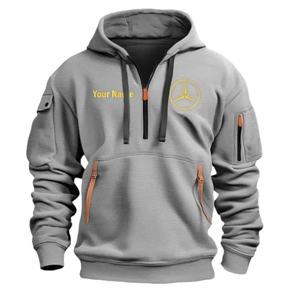 Mercedes-Benz Trucks Gift For Truckers Exclusive Logo Fashion Hoodie Half Zipper BLT5325A2MB - Gray - Image 2