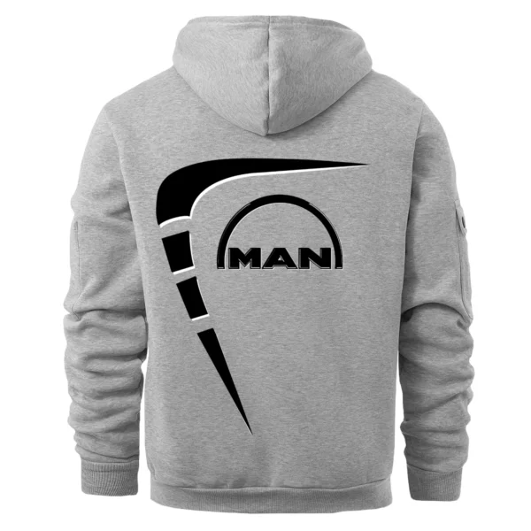 MAN Truck Gift For Truckers Exclusive Logo Fashion Hoodie Half Zipper BLT5225MAN - Gray - Image 3
