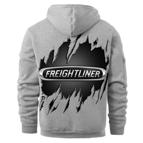 Freightliner Gift For Truckers Exclusive Logo Fashion Hoodie Half Zipper BLT5325A1FRE - Gray - Image 3