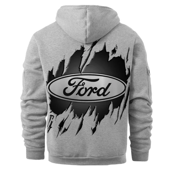 Ford Trucks Gift For Truckers Exclusive Logo Fashion Hoodie Half Zipper BLT5325A1FT - Gray - Image 3