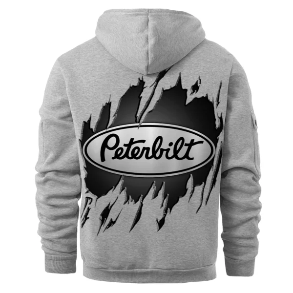 Peterbilt Gift For Truckers Exclusive Logo Fashion Hoodie Half Zipper BLT5325A1PTB - Gray - Image 3