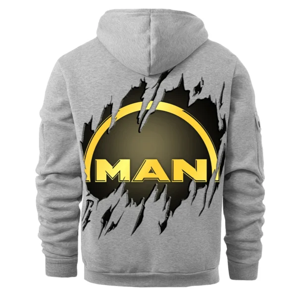 MAN Truck Gift For Truckers Exclusive Logo Fashion Hoodie Half Zipper BLT5325A2MAN - Gray - Image 3