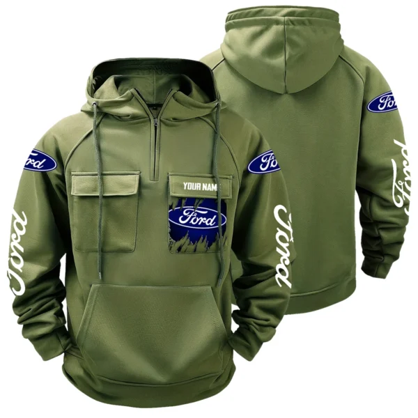 Ford Trucks Gift For Truckers Exclusive Logo Tactical Quarter Zip Hoodie BLT3225FT - ArmyGreen