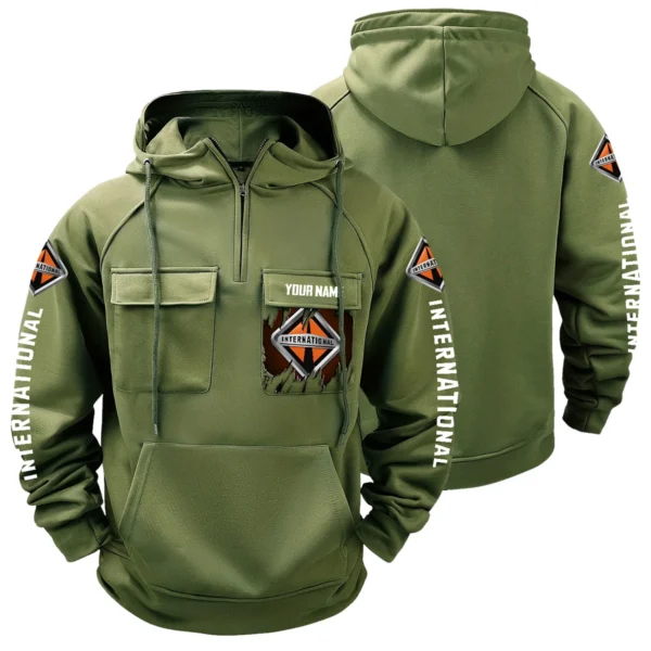 International Trucks Gift For Truckers Exclusive Logo Tactical Quarter Zip Hoodie BLT3225IT - ArmyGreen