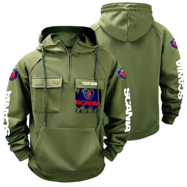 Scania Gift For Truckers Exclusive Logo Tactical Quarter Zip Hoodie BLT3225SCA - ArmyGreen