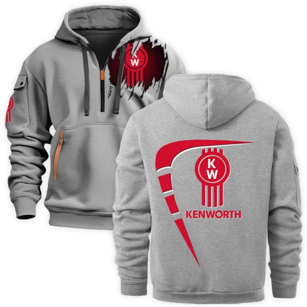 Kenworth Gift For Truckers Exclusive Logo Fashion Hoodie Half Zipper BLT5225KW - Gray