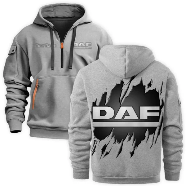 DAF Trucks Gift For Truckers Exclusive Logo Fashion Hoodie Half Zipper BLT5325A1DAF - Gray