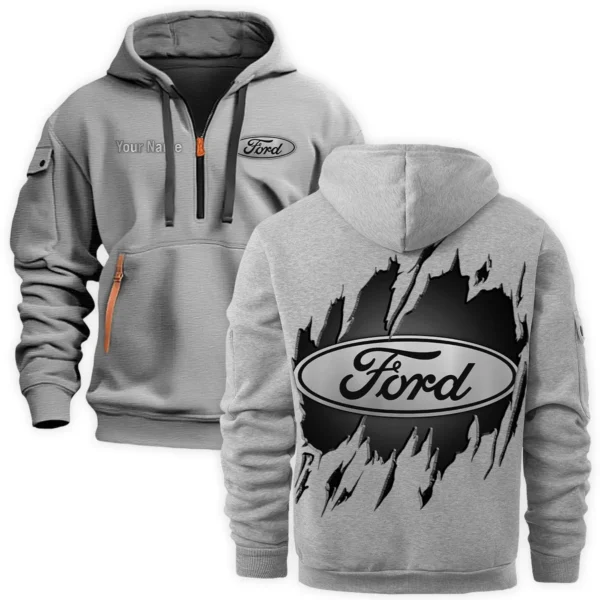 Ford Trucks Gift For Truckers Exclusive Logo Fashion Hoodie Half Zipper BLT5325A1FT - Gray