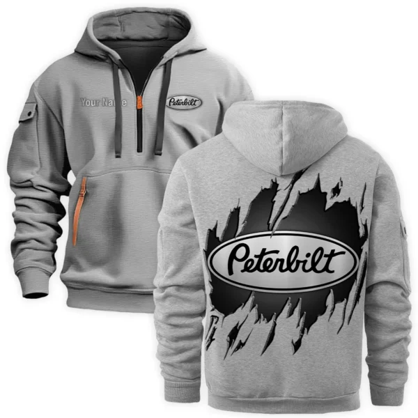 Peterbilt Gift For Truckers Exclusive Logo Fashion Hoodie Half Zipper BLT5325A1PTB - Gray