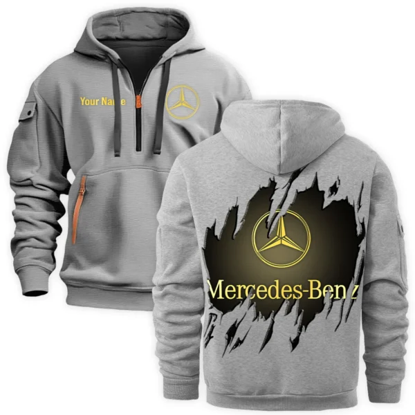 Mercedes-Benz Trucks Gift For Truckers Exclusive Logo Fashion Hoodie Half Zipper BLT5325A2MB - Gray