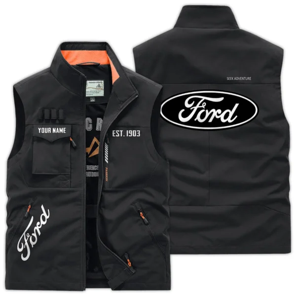 Ford Trucks Gift For Truckers Exclusive Logo Outdoor Vest BLT16225FT - Black