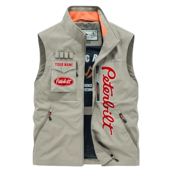 Peterbilt Gift For Truckers Exclusive Logo Outdoor Vest BLT15225PTB - Khaki