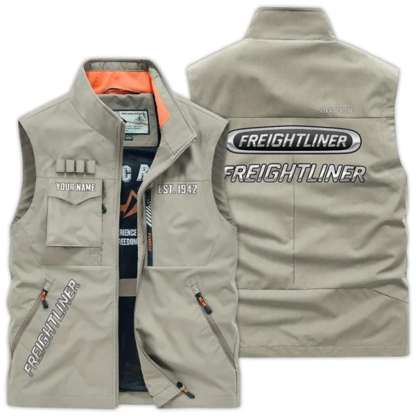 Freightliner Gift For Truckers Exclusive Logo Outdoor Vest BLT16225FRE - Khaki