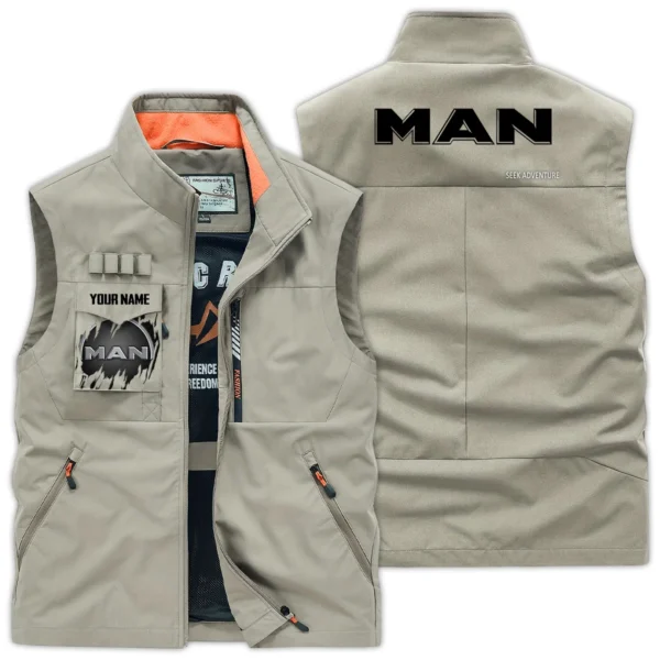 MAN Truck Gift For Truckers Exclusive Logo Outdoor Vest BLT4225MAN - Khaki