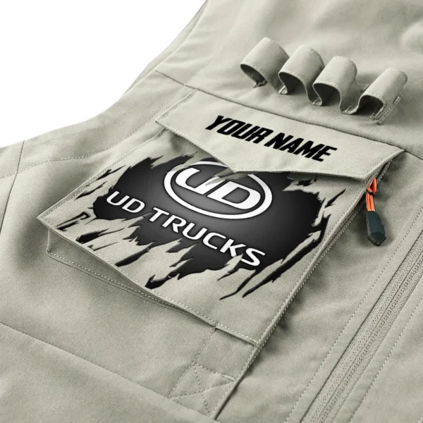 UD Trucks Gift For Truckers Exclusive Logo Outdoor Vest BLT4225UD - Khaki - Image 2