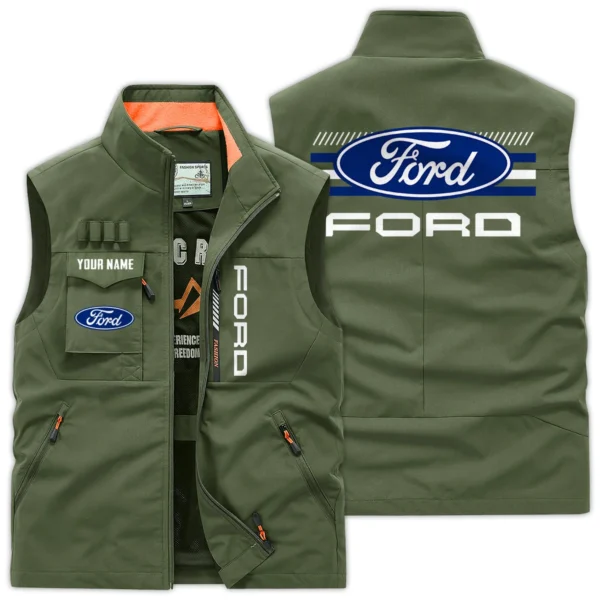 Ford Trucks Gift For Truckers Exclusive Logo Outdoor Vest BLT14225FT - ArmyGreen