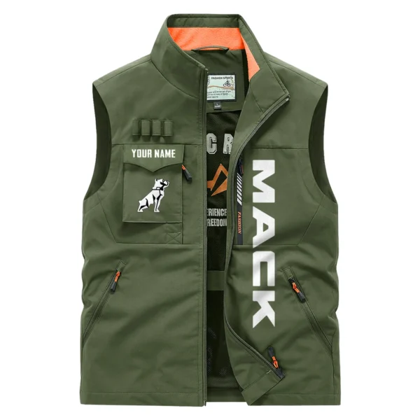 Mack Trucks Gift For Truckers Exclusive Logo Outdoor Vest BLT15225MT - ArmyGreen