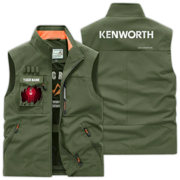 Kenworth Gift For Truckers Exclusive Logo Outdoor Vest BLT4225KW - ArmyGreen