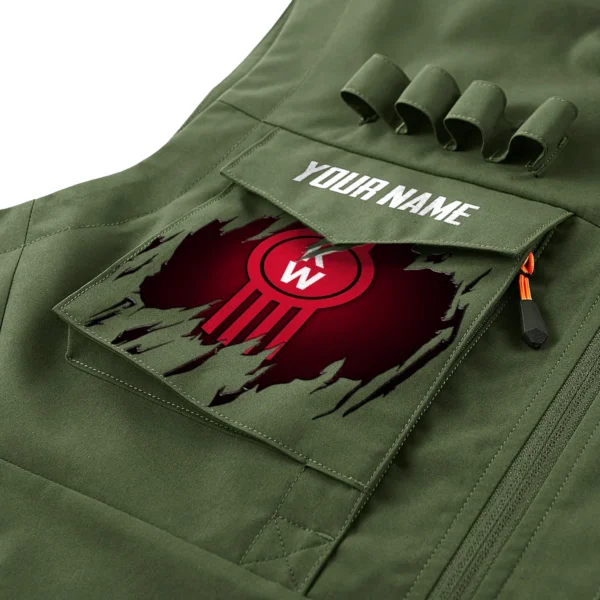 Kenworth Gift For Truckers Exclusive Logo Outdoor Vest BLT4225KW - ArmyGreen - Image 2