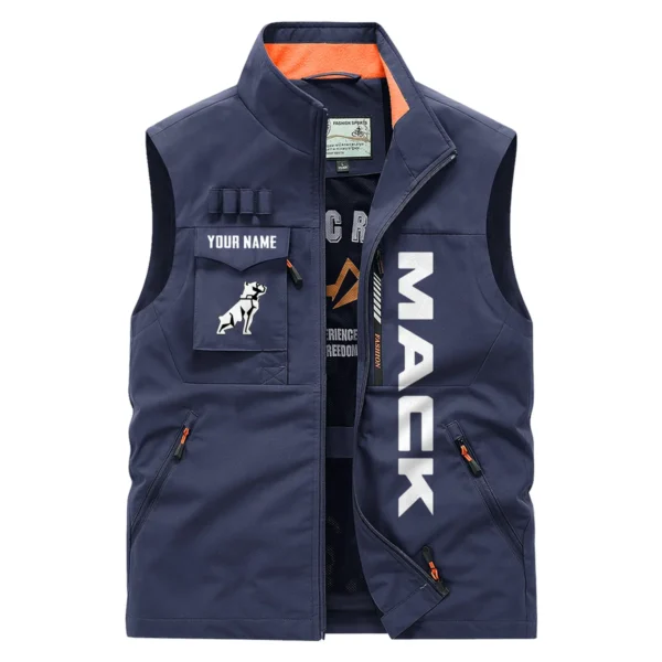 Mack Trucks Gift For Truckers Exclusive Logo Outdoor Vest BLT15225MT - DarkBlue
