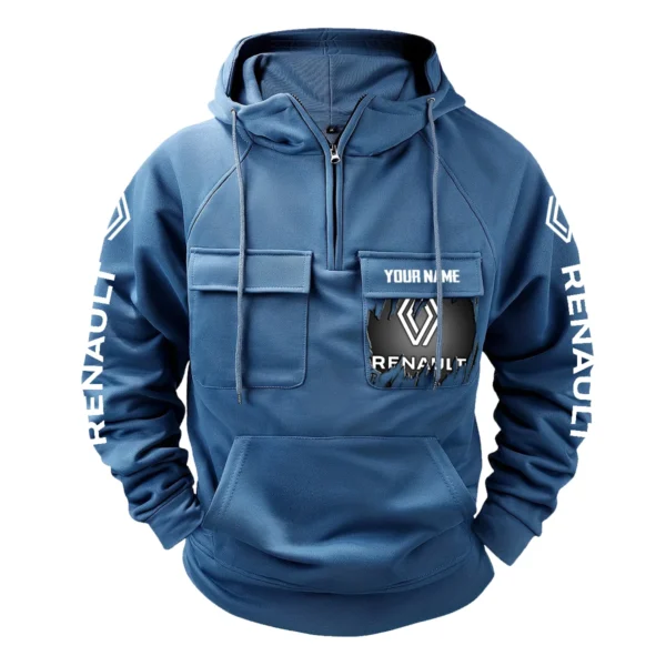 Renault Trucks Gift For Truckers Exclusive Logo Tactical Quarter Zip Hoodie BLT3225RT - Blue - Image 2