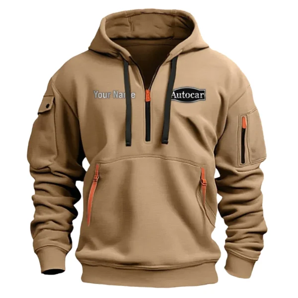 Autocar Trucks Gift For Truckers Exclusive Logo Fashion Hoodie Half Zipper BLT5325A1ATC - Khaki - Image 2