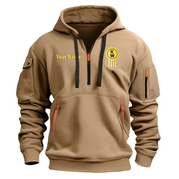 Kenworth Gift For Truckers Exclusive Logo Fashion Hoodie Half Zipper BLT5325A2KW - Khaki - Image 2
